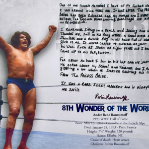 ANDRE THE GIANTS DAUGHTER SIGNED LARGE TRIBUTE PHOTO