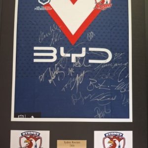 SYDNEY ROOSTERS 2026 SQUAD SIGNED & FRAMED JERSEY